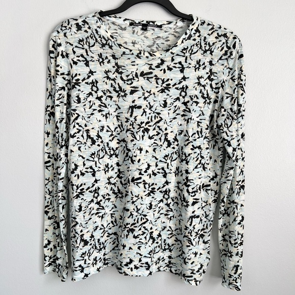 Proenza Schouler Size M • Blue Abstract Tee Top Cotton Long Sleeve. - Picture 1 of 4